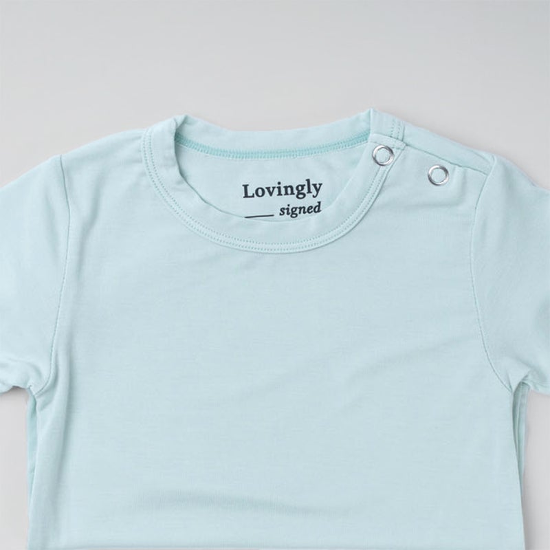 Lovingly Signed Green Bamboo Short Sleeve Babygrow (Size 0-3 months) - Image 2